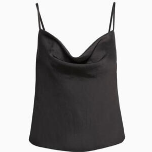 Wilfred Women's Size XS Black Cowl Neck Camisole Adjustable Strap Satin Tank Top